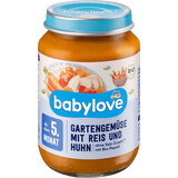 Babylove verduras con arroz y pollo 5+ ECO, 190 g