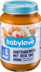 Babylove verduras con arroz y pollo 5+ ECO, 190 g