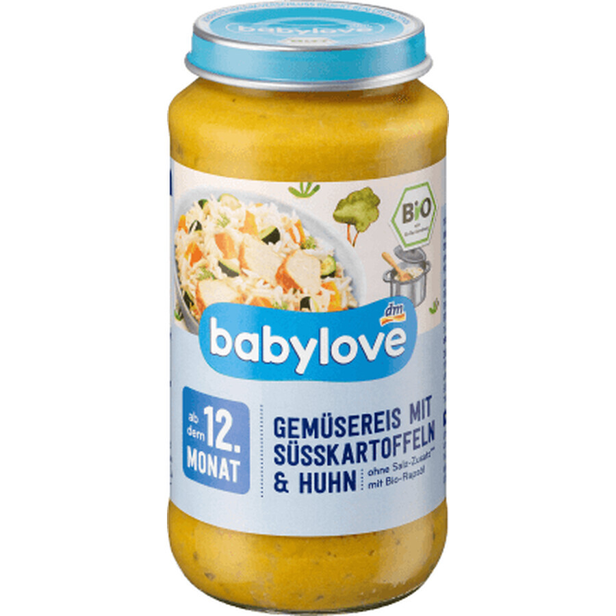 Babylove Meniu de orez cu pui și cartofi dulci ECO, 12+, 250 g