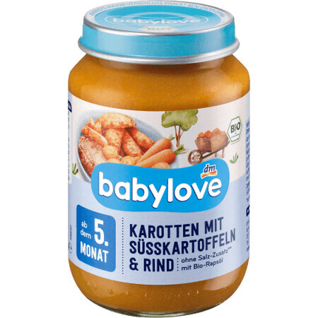 Carottes Babylove, patates douces au bœuf 5+ ECO, 190 g