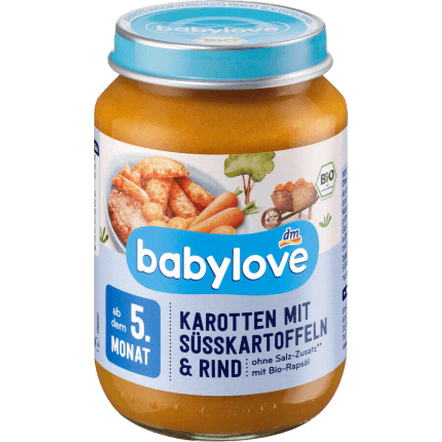 Babylove morcovi, cartofi dulci cu vită 5+ ECO, 190 g