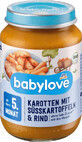 Babylove zanahorias, boniatos con ternera 5+ ECO, 190 g