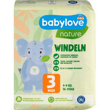 Babylove nature Pañales ecológicos nº 3, 36 unidades