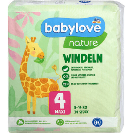 Babylove nature Pañales ecológicos nº 4, 34 unid.