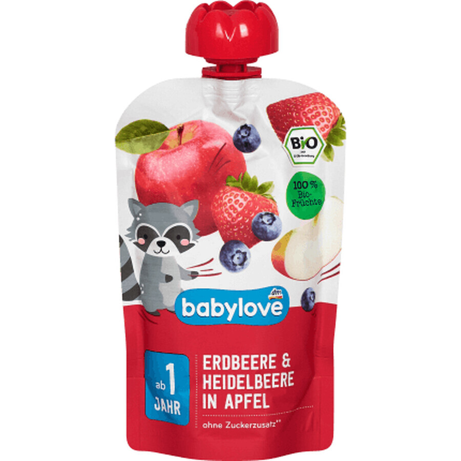 Babylove Puré de fresas con arándanos y manzana ECO, 1+, 100 g