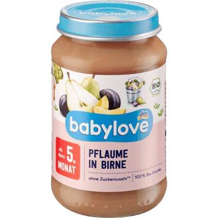 Babylove Plum and pear puree ECO,5+, 190 g