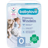 Pañales Babylove Premium para recién nacidos, hasta 3 kg, 24 unidades