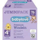 Babylove Premium pañales jumbo talla 4+, 76 unidades