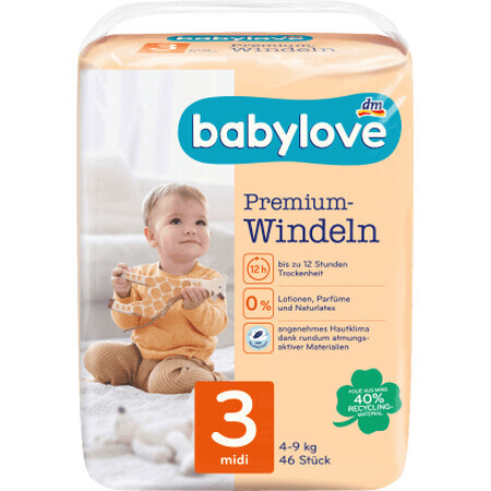 Babylove Pañal Premium Número 3, 46 uds.