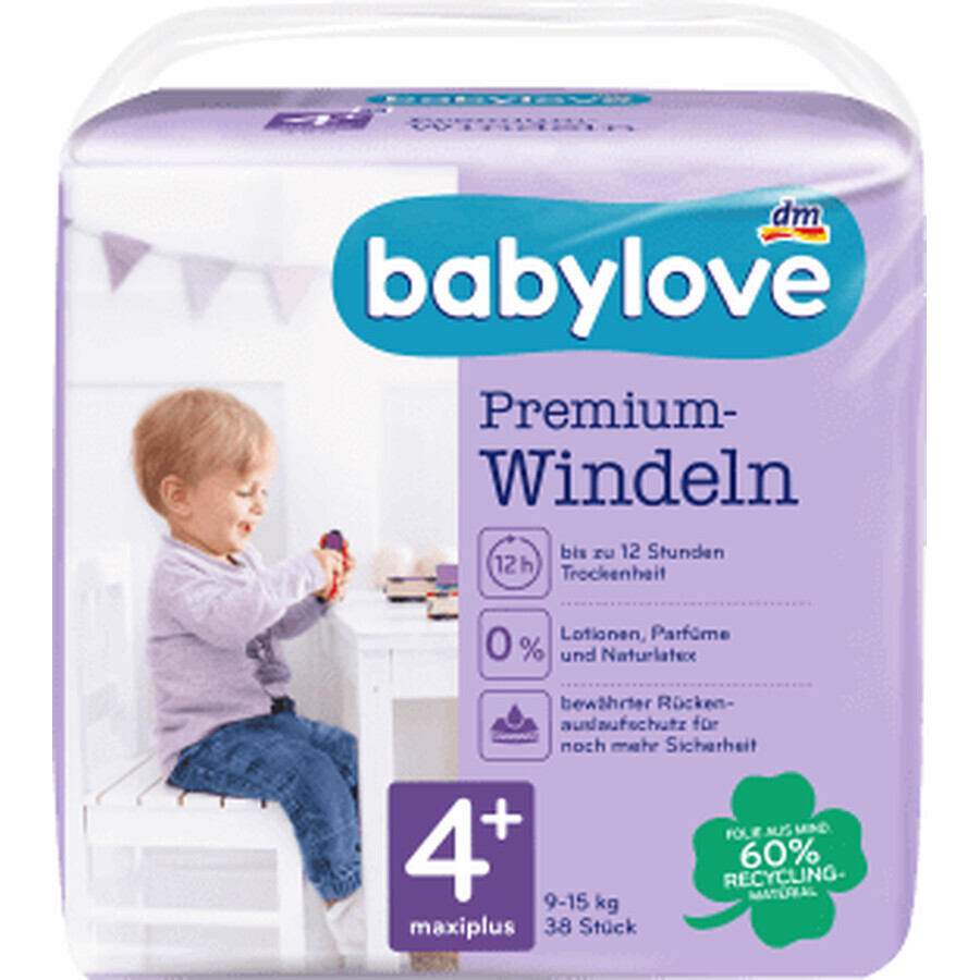 Pañales Babylove Premium número 4+, 38 uds.