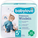 Pañales Babylove Premium número 5+, 34 uds.