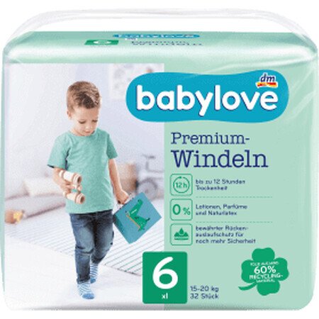 Babylove Pañal Premium Número 6, 32 piezas