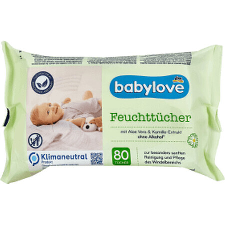 Babylove Salviette umidificate aloe vera e camomilla, 80 pz