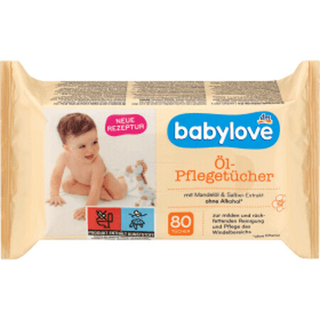 Babylove Wet Wipes with almond oil and sage extract, 80 pcs