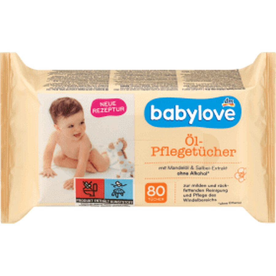 Babylove Wet Wipes with almond oil and sage extract, 80 pcs