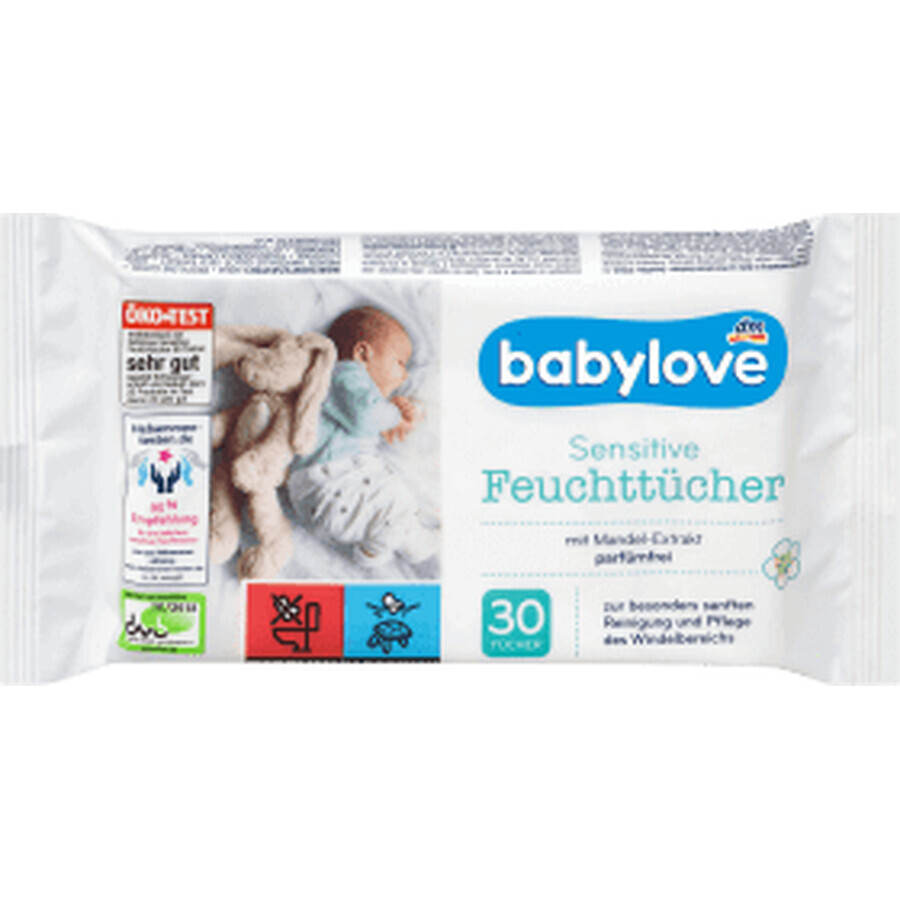 Babylove Sensitive Wet Wipes, 30 pcs