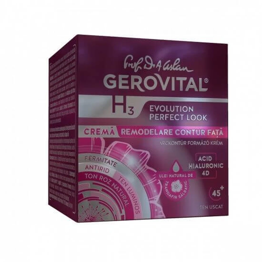 Crema remodelare contur fata Gerovital H3 Evolution Perfect Look, 50 ml, Farmec