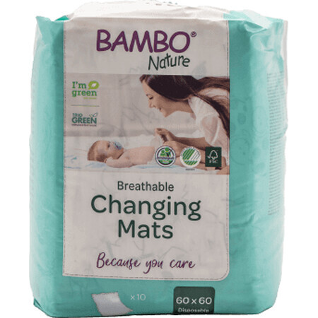 Bambo Nature Aleze pentru schimbarea bebeluşului 60x60, 10 buc