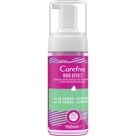 Carefree Espuma de higiene íntima con aloe y té verde, 150 ml