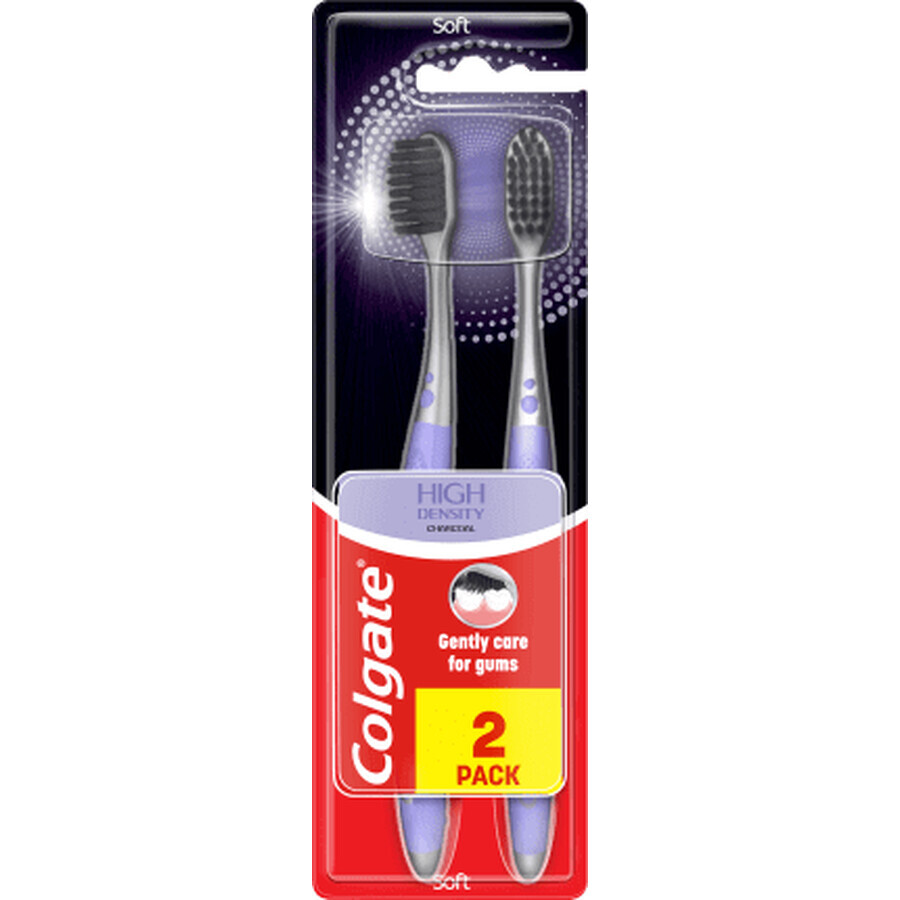 Colgate Cepillo de Dientes Carbón de Alta Densidad Suave, 2 uds.