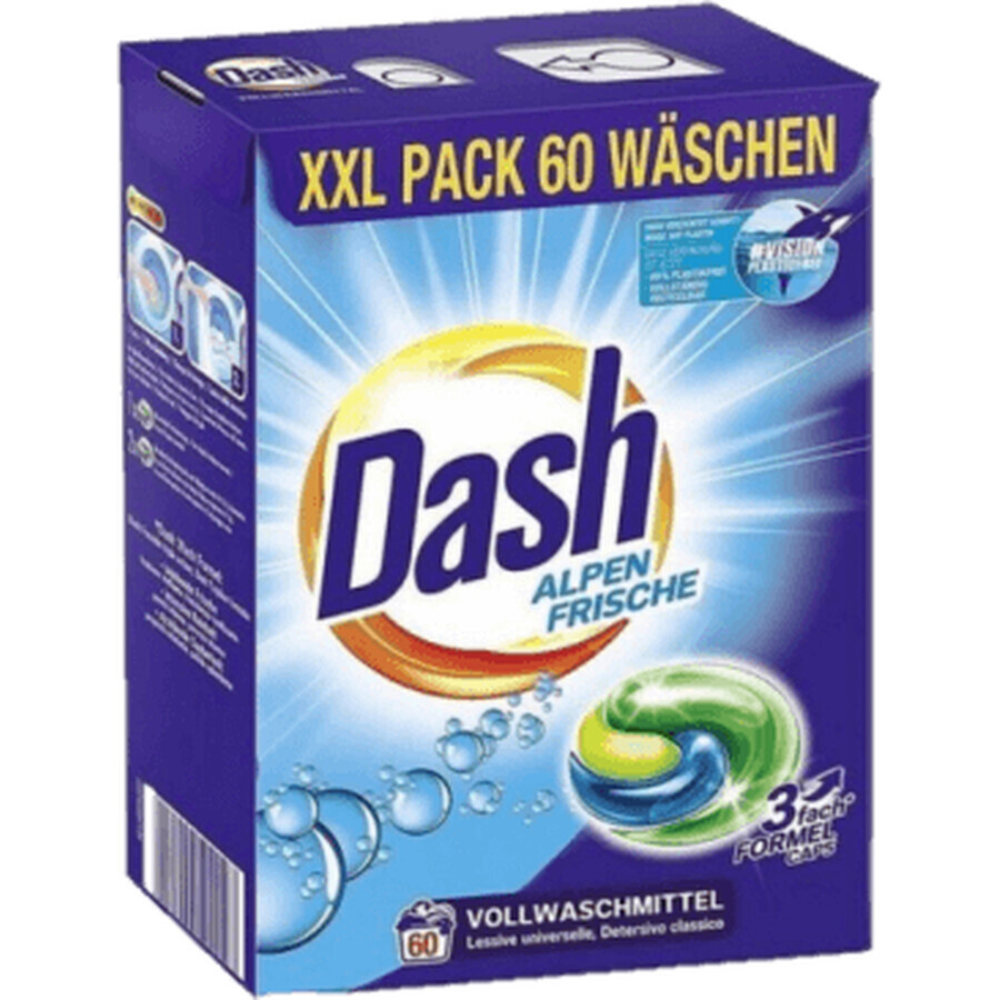 Dash Laundry Detergent 3 in 1 Kapseln alpen frishe 60 Waschgänge, 60 Stück