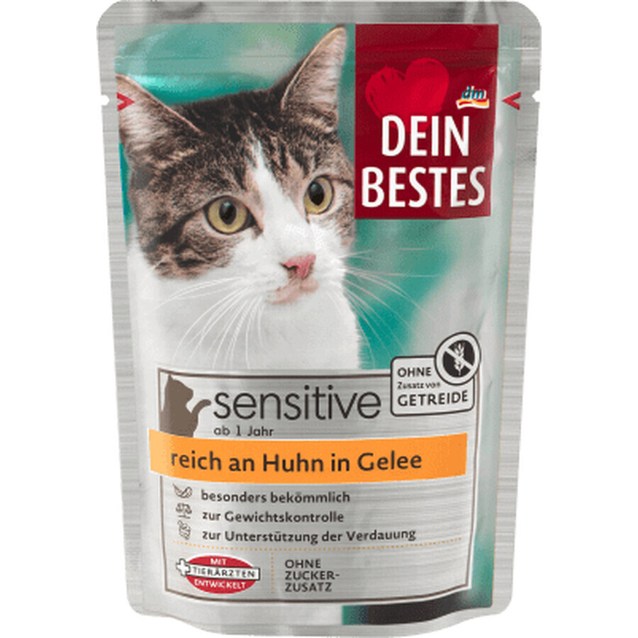 Dein Bestes sachet de nourriture humide pour chats, viande de poulet en gelée, 100 g