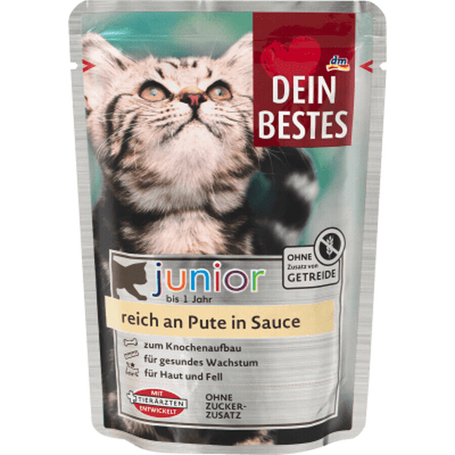 Dein Bestes busta di cibo umido per gatti junior tacchino in salsa, 100 g