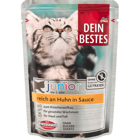 Dein Bestes busta di cibo umido per gatti junior pollo in salsa, 100 g