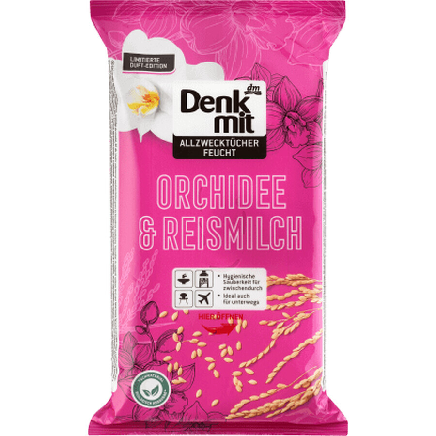 Denkmit Toallitas Húmedas Universales Orquídea y Leche de Arroz, 50 uds.