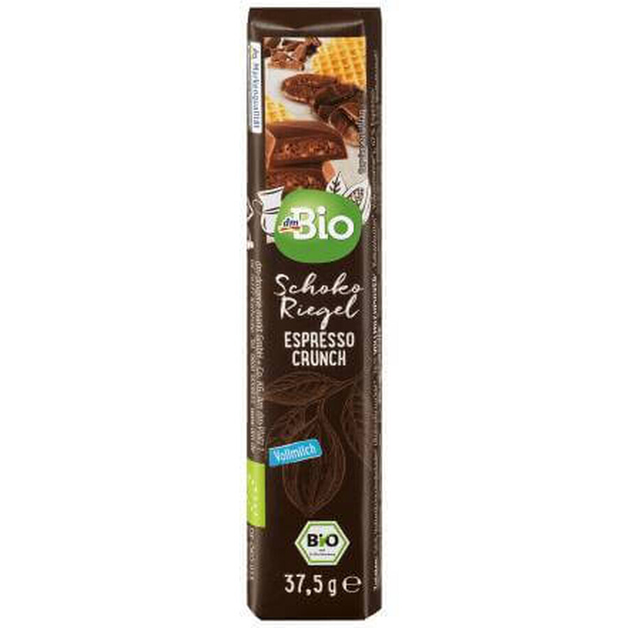 DmBio Vollmilchschokoladenriegel mit Espresso und Crunch, 37,5 g