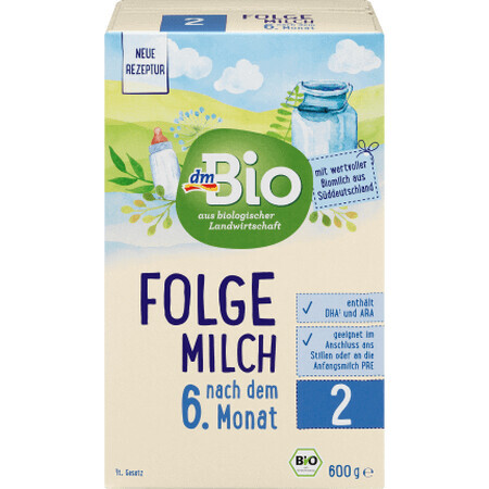 DmBio Leche de continuación en polvo nº 2 ECO a partir de 6 meses, 600 g