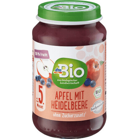 DmBio Piure de fructe cu mere și afine ECO 5+, 190 g