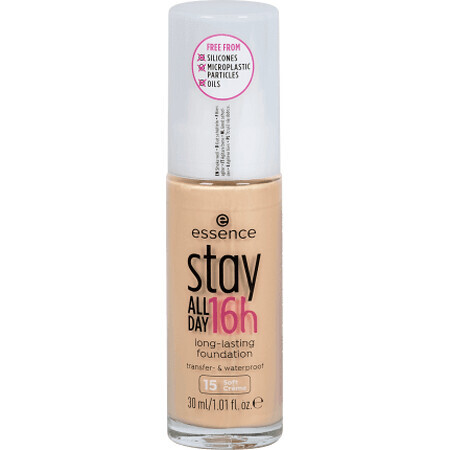 Essence Cosmetics Base de maquillaje de larga duración Stay All Day 16h 15 Soft Cream, 30 ml