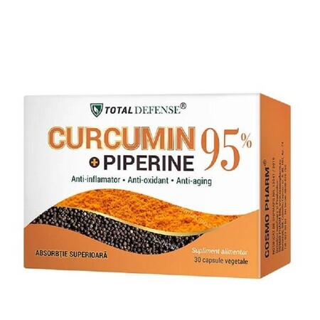 Curcumina + Piperina 95%, 30 cápsulas, Cosmopharm