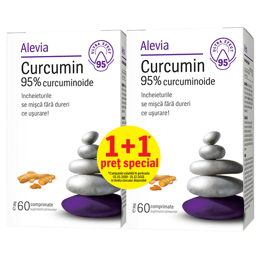 Curcumina 95% curcuminoide 60 comprimidos, Alevia (1+1 precio especial)