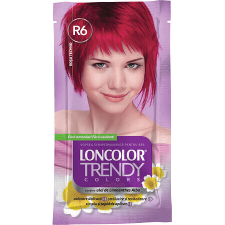 Loncolor TRENDY Semi-permanente verf techno rood R6, 1 st