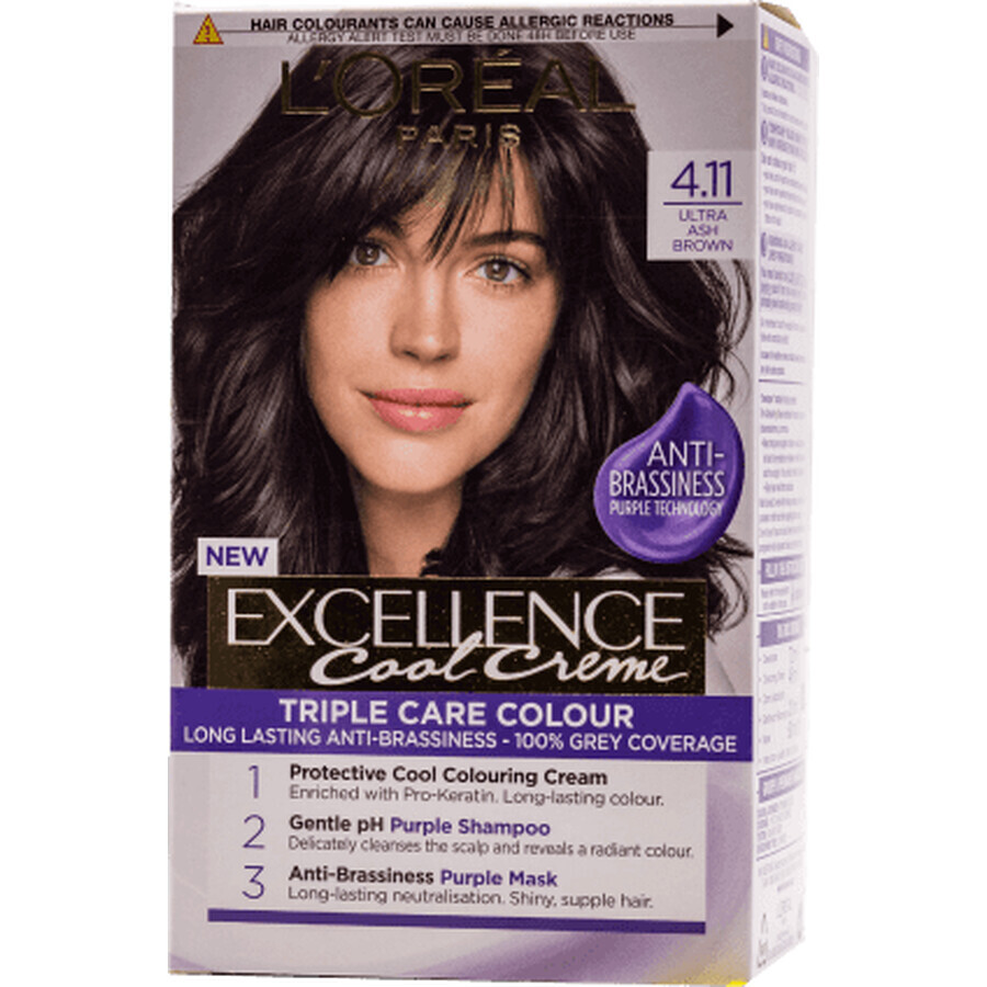 Loreal Paris  EXCELLENCE CREME Vopsea de păr permanentă cu amoniac 4.11, 1 buc