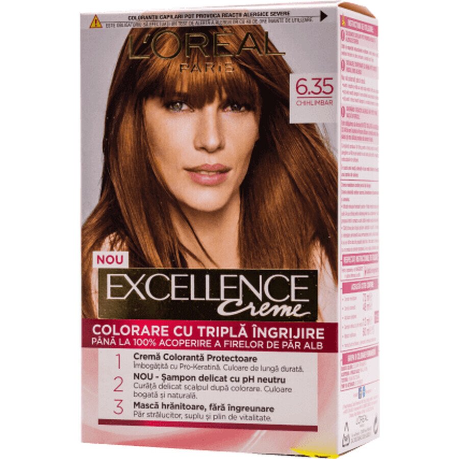 Loreal Paris  EXCELLENCE CREME Vopsea de păr permanentă cu amoniac 6.35, 1 buc