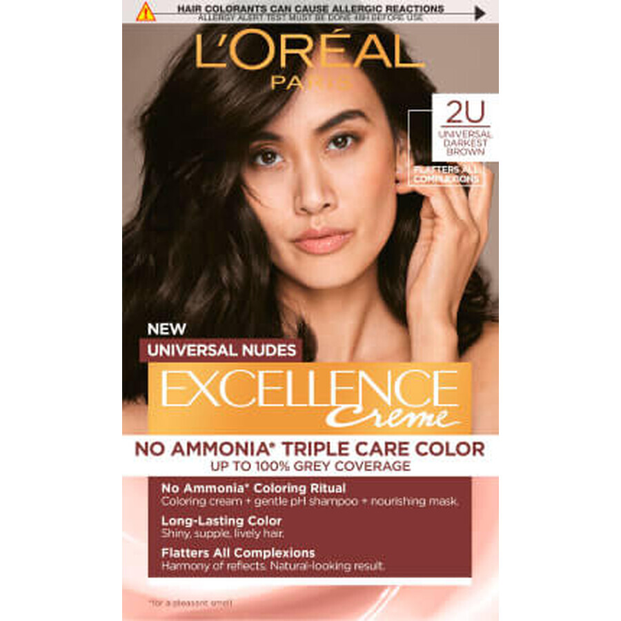 Loreal Paris EXCELLENCE CREME Coloración Permanente 2U castaño oscuro, 1 ud.