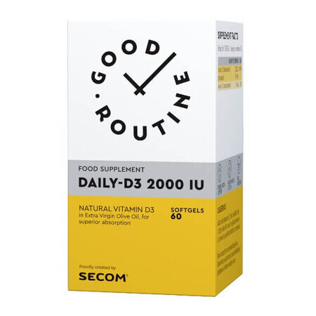 Daily-D3 2000 IU Good Routine, 60 capsule molli, Secom