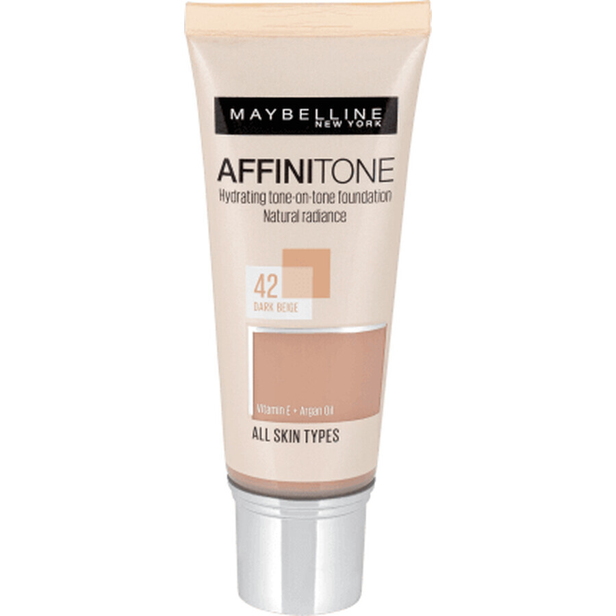 Maybelline New York Base de maquillaje Affinitone 42 Beige Oscuro, 30 ml