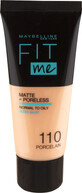 Maybelline New York Base de maquillaje Fit Me Matte &amp;amp; Poreless 110 Porcelain, 30 ml