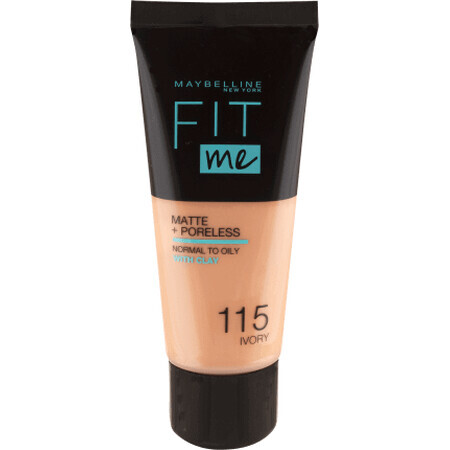 Maybelline New York Base de Maquillaje Fit Me Matte &amp; Poreless 115 Ivory, 30 ml