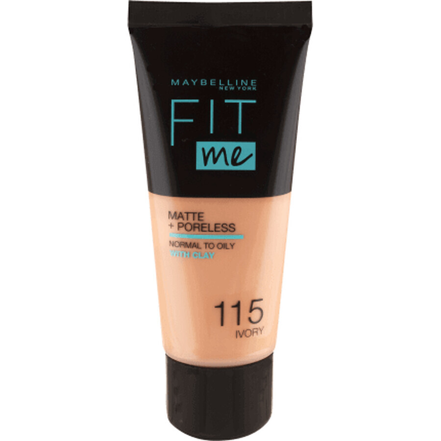 Maybelline New York Base de Maquillaje Fit Me Matte &amp; Poreless 115 Ivory, 30 ml