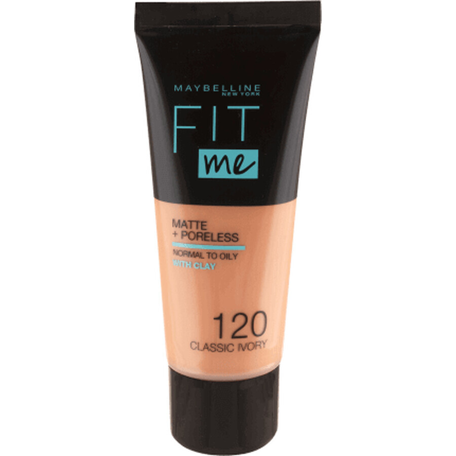 Maybelline New York Fit Me Fond de teint mat et sans pores 120 Classic Ivory, 30 ml