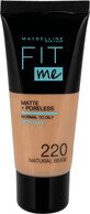 Maybelline New York Base de maquillaje Fit Me Matte &amp;amp; Poreless 220 Natural Beige, 30 ml