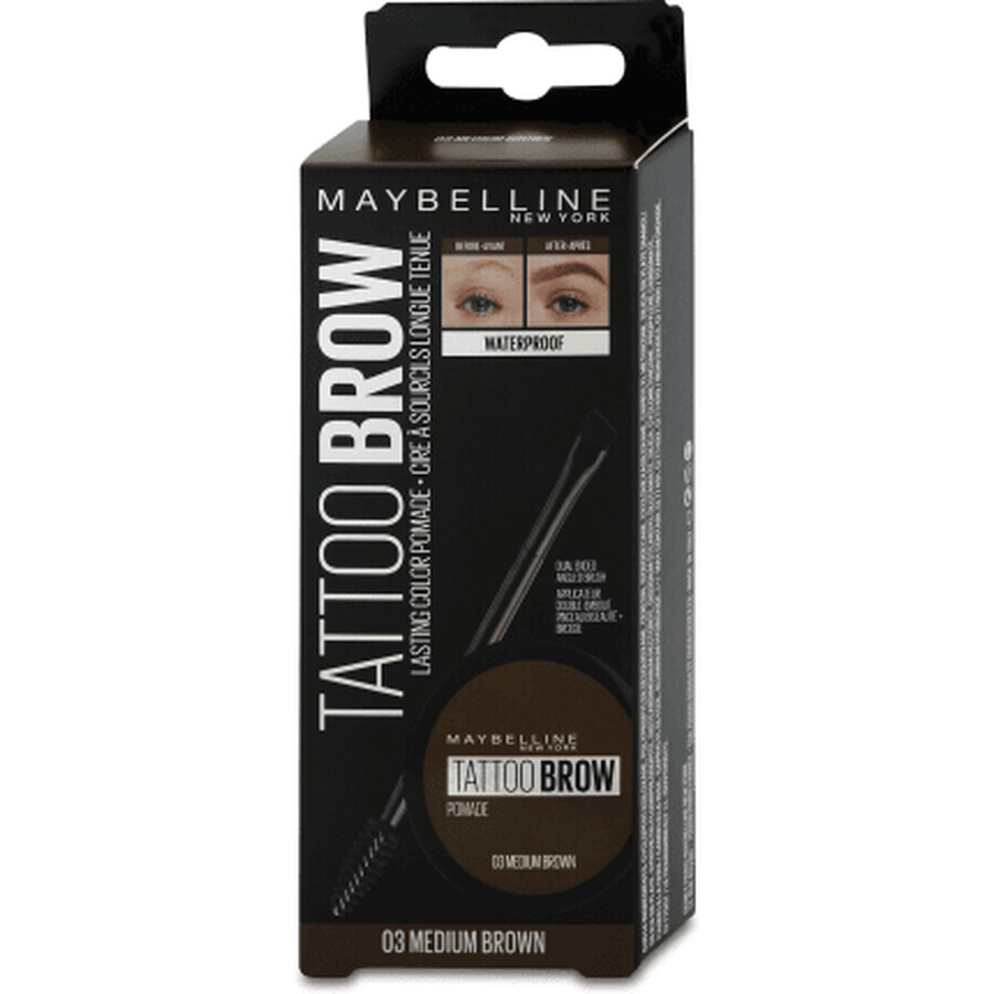 Maybelline New York Tattoo wenkbrauw pommade 03 Medium Bruin, 1 st