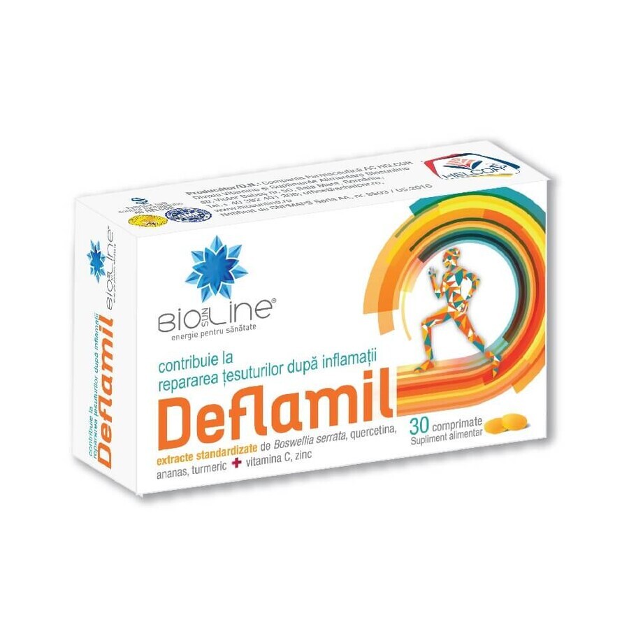 Deflamil antiinflamatorio con boswellia y cúrcuma BioSunLine, 30 cpm comprimidos, Helcor