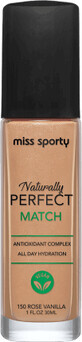 Miss Sporty Base de maquillaje Naturally Perfect Match 150 Rosa Vainilla, 30 ml