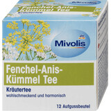 Mivolis Fennel, cumin &amp; aniseed tea, 12 pcs